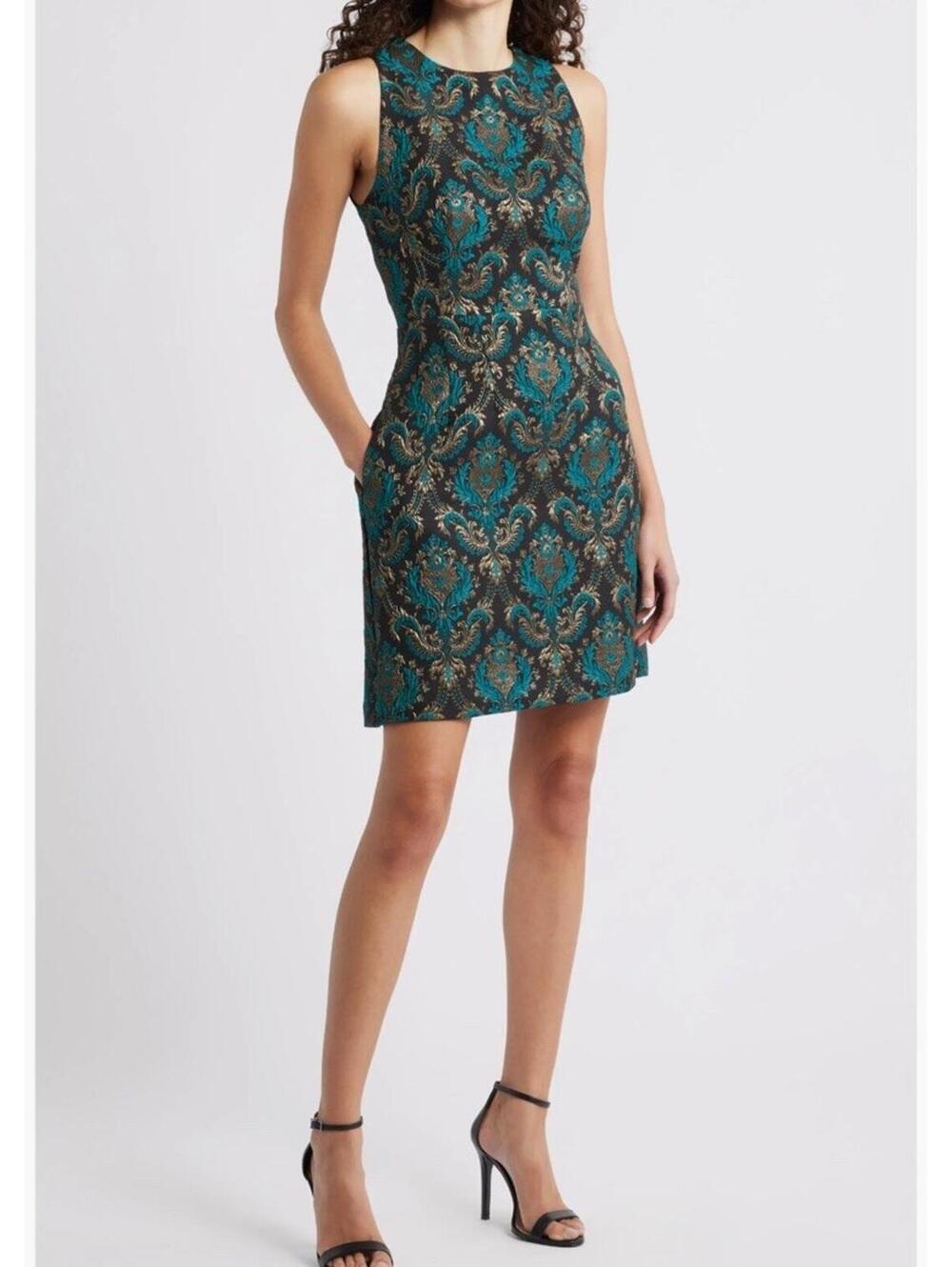 NWT 10 Vince Camuto metallic‎ Jacquard Fit & Flare dress